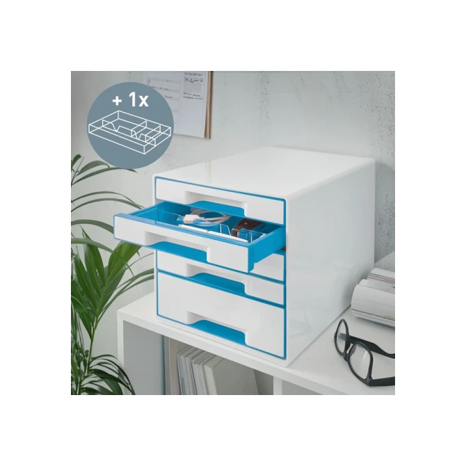Ladenblok Leitz WOW 5 laden wit/blauw