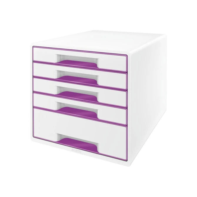 Ladenblok Leitz WoW 5 laden wit/paars