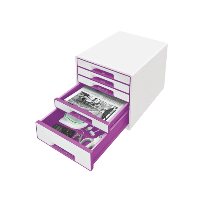Ladenblok Leitz WoW 5 laden wit/paars