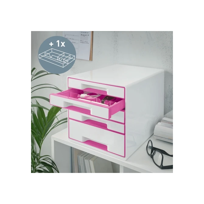 Ladenblok Leitz WOW 5 laden wit/roze