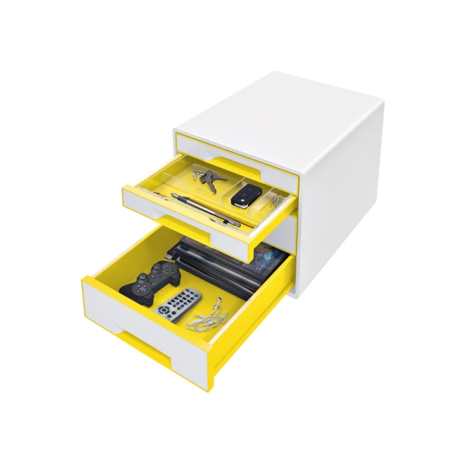Ladenblok Leitz WOW CUBE 4 laden wit/geel