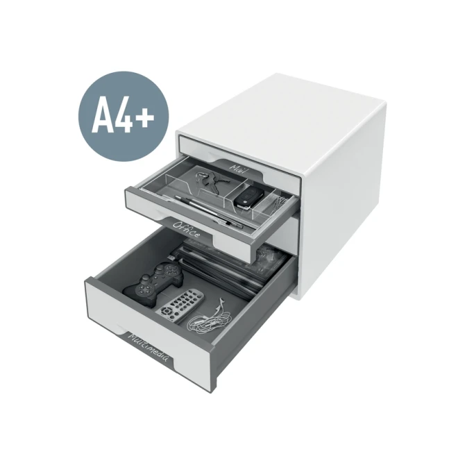 Ladenblok Leitz WOW CUBE A4 maxi 4 laden wit/grijs