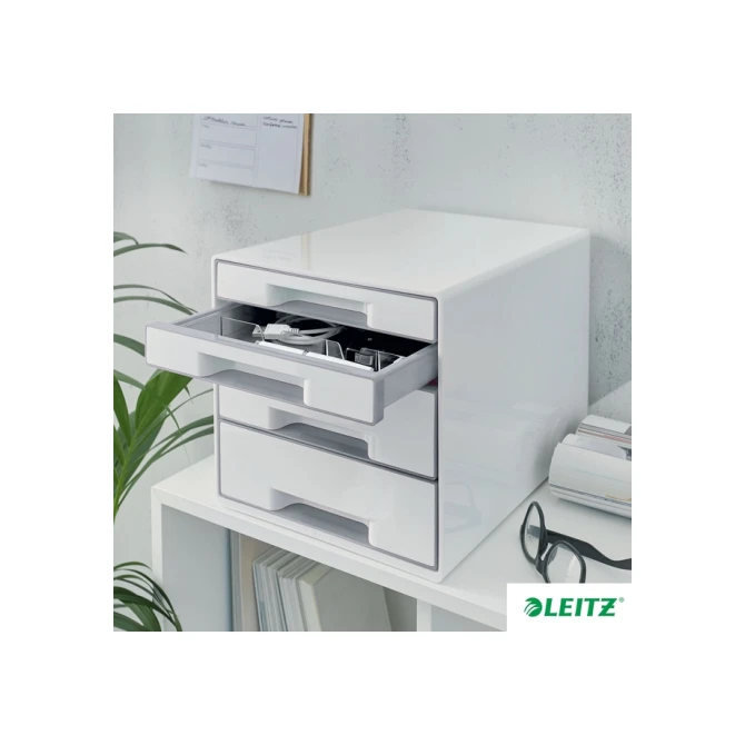 Ladenblok Leitz WOW CUBE A4 maxi 4 laden wit/grijs