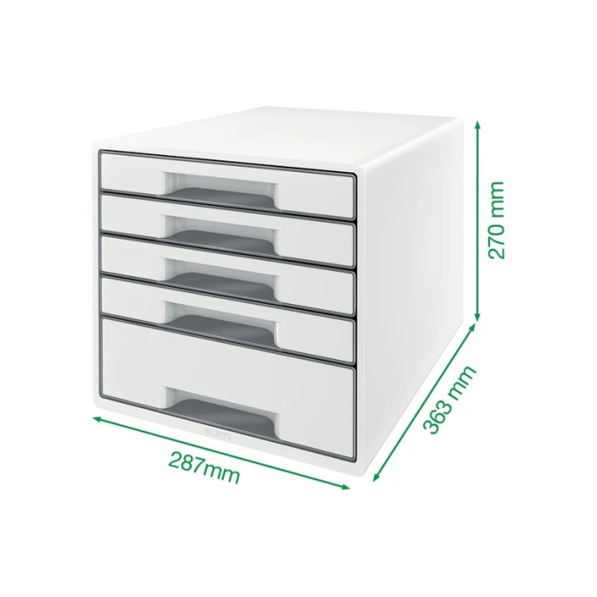 Ladenblok Leitz WOW CUBE A4 maxi 5 laden wit/grijs