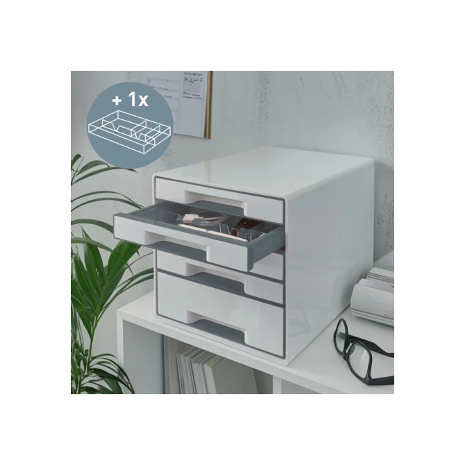 Ladenblok Leitz WOW CUBE A4 maxi 5 laden wit/grijs