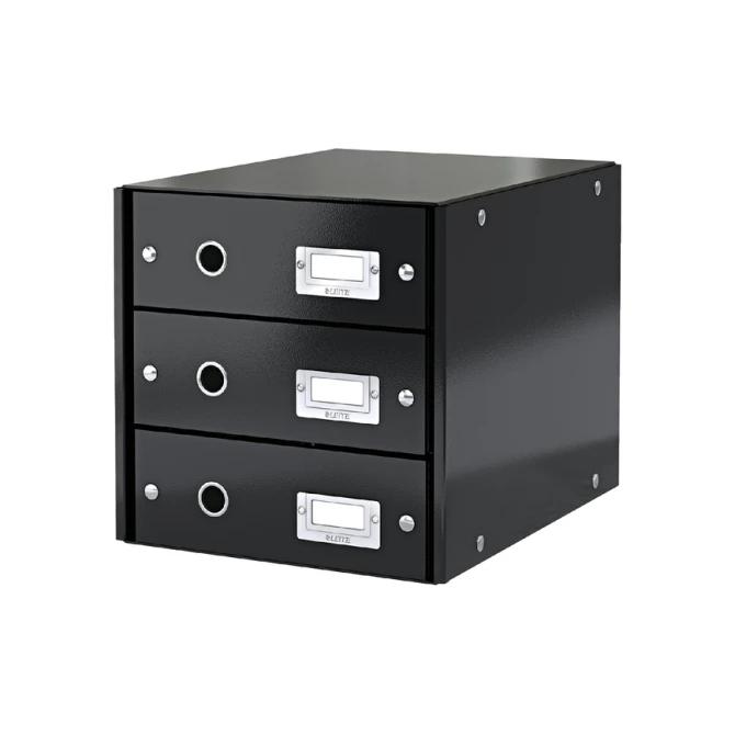 Ladenkast Leitz Click & Store WOW 3 laden gerecycled karton zwart