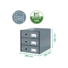 Ladenkast Leitz WOW Click & Store 3 laden gerecycled karton wit Ladenkast Leitz WOW Click & Store 3 laden gerecycled karton wit