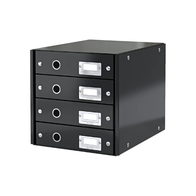 Ladenkast Leitz WOW Click & Store 4 laden gerecycled karton zwart