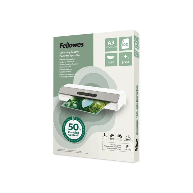 Lamineerhoes Fellowes A3 2x75micron recycled glans 100stuks
