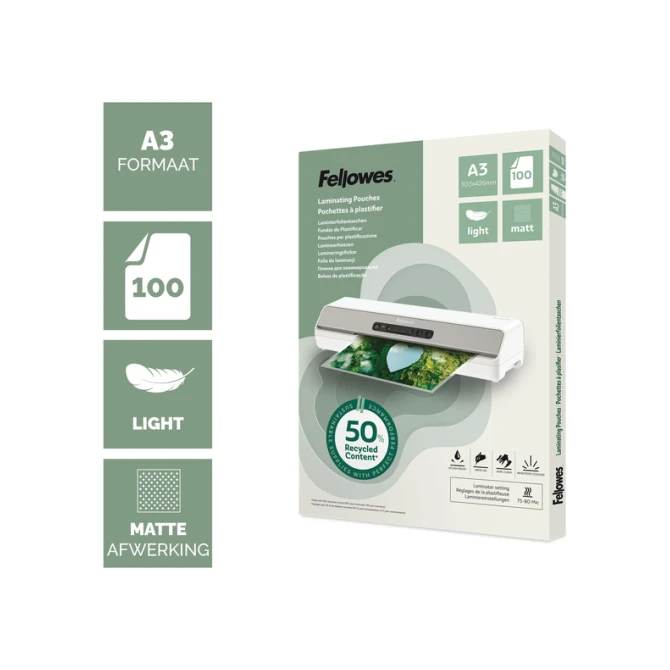 Lamineerhoes Fellowes A3 2x75micron recycled mat 100stuks