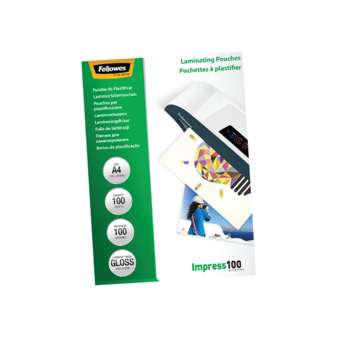 Lamineerhoes Fellowes A4 2x100micron glans 100 stuks