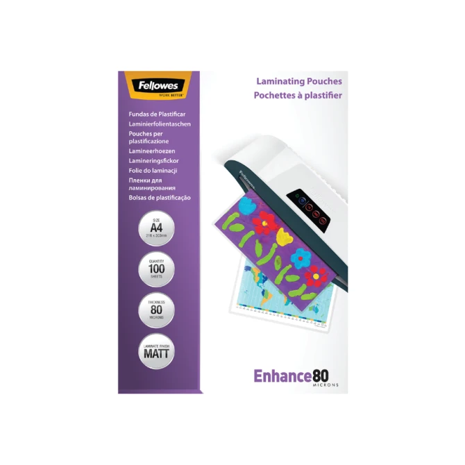 Lamineerhoes Fellowes A4 2x80micron mat 100 stuks