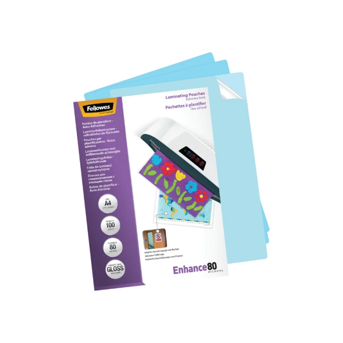Lamineerhoes Fellowes A4 zelfklevend 2x80micron 100 stuks