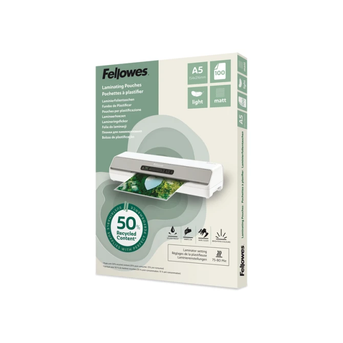 Lamineerhoes Fellowes A5 2x75micron recycled mat 100stuks