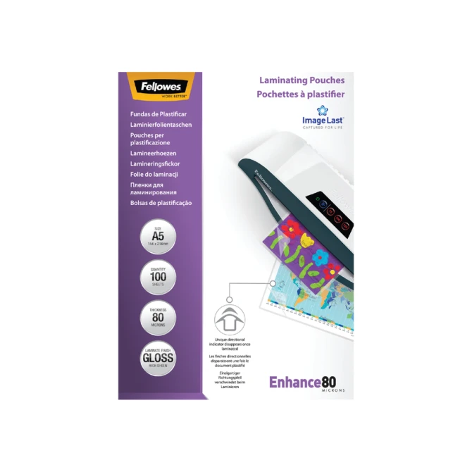 Lamineerhoes Fellowes A5 2x80micron glans 100 stuks