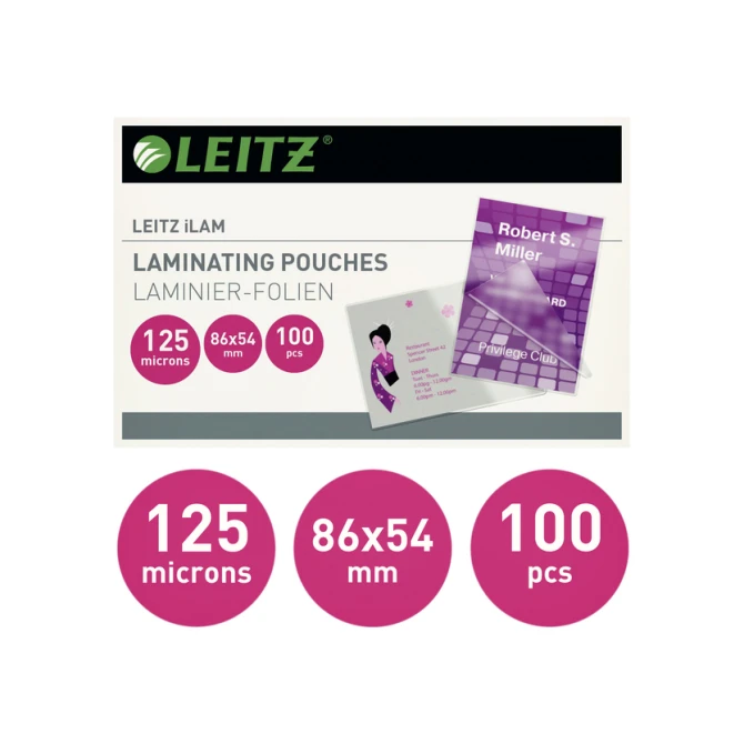 Lamineerhoes Leitz iLAM 54x86mm 2x125micron EVA 100 stuks