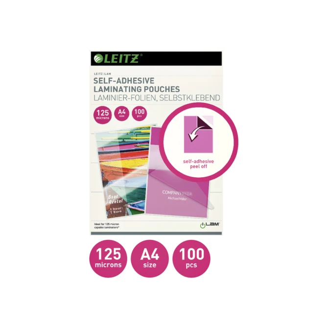 Lamineerhoes Leitz iLAM A4 zelfklevend 2x125micron EVA 100 stuks