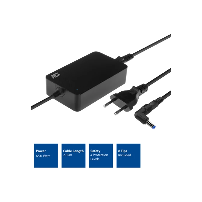 Laptop Oplader ACT Compact universeel 65W