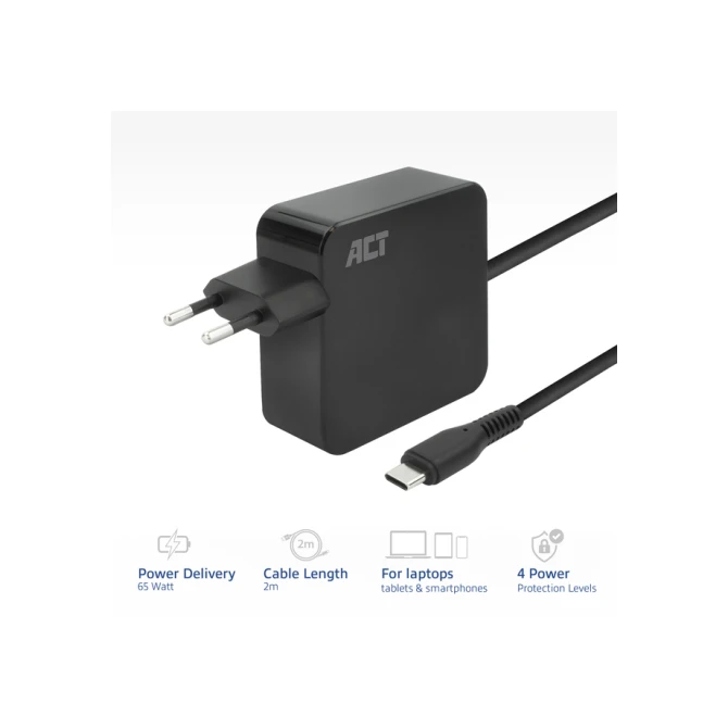 Laptop Oplader ACT USB-C Power Delivery 65W 2mtr