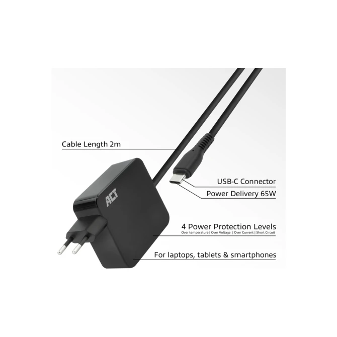 Laptop Oplader ACT USB-C Power Delivery 65W 2mtr