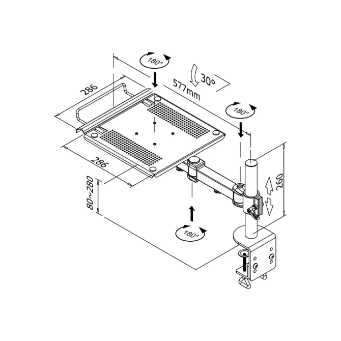 Laptoparm Neomounts D100 met klem zwart