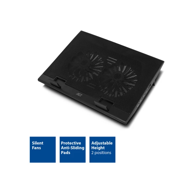 Laptopstandaard ACT 2 standen met ventilator 4-p hub