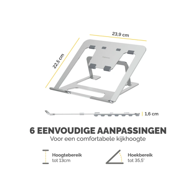 Laptopstandaard Fellowes Alumia zilver