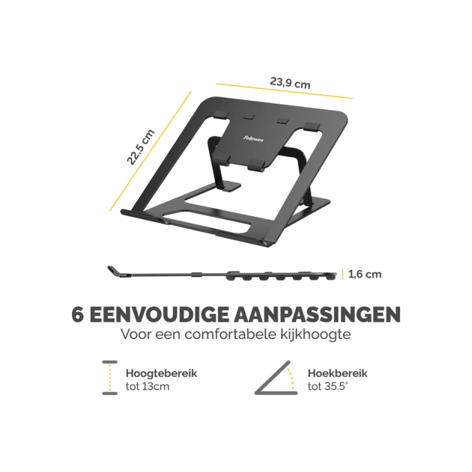 Laptopstandaard Fellowes Alumia zwart