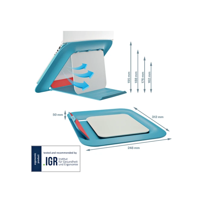 Laptopstandaard Leitz Ergo Cosy verstelbaar recyled blauw