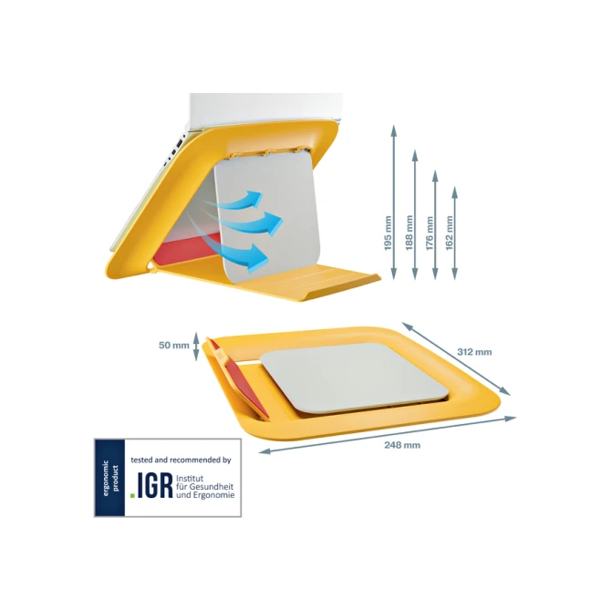 Laptopstandaard Leitz Ergo Cosy verstelbaar recyled geel