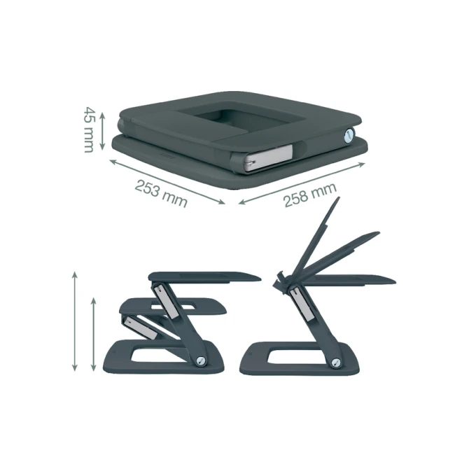 Laptopstandaard Leitz Ergo verstelbare multihoek grijs