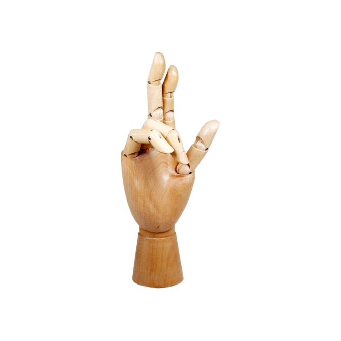 Ledenhand Conda rechts man 30 cm naturel hout