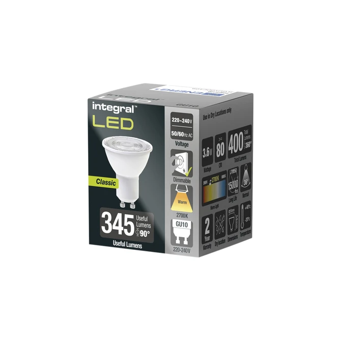 Ledlamp Integral GU10 2700K warm wit 3.6W 400lumen