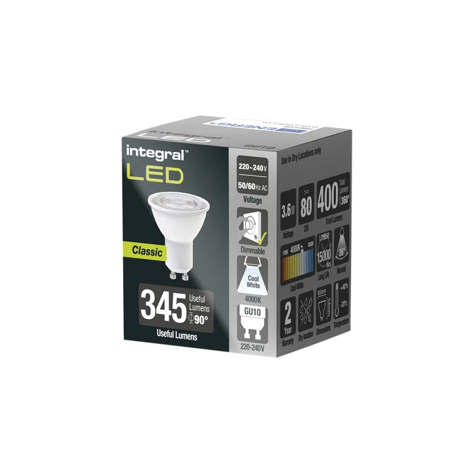 Ledlamp Integral GU10 4000K koel wit 3.6W 400lumen