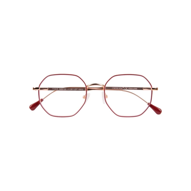 Leesbril I Need You +1.00 dpt Yoko rood-koper