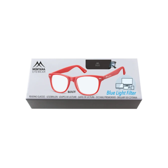 Leesbril Montana +2.50 dtp blue light filter rood