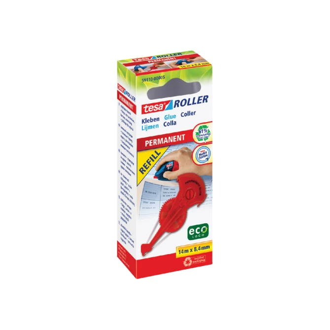Lijmroller tesa® ecoLogo® permanent navulling in hangdoosje
