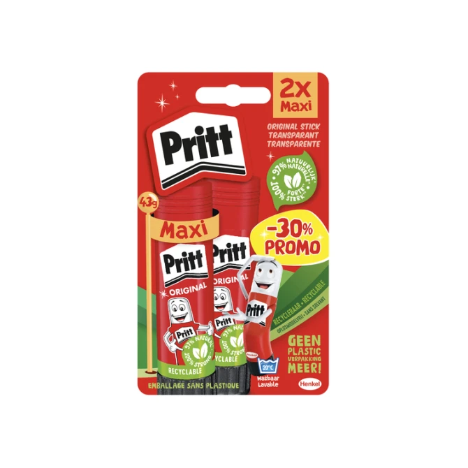 Lijmstift Pritt Stick Original 43gr blister à 2 stuks Promo