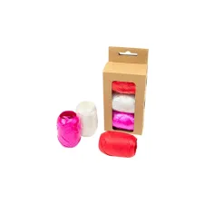 Lint set à 3 kleuren rood, wit en roze