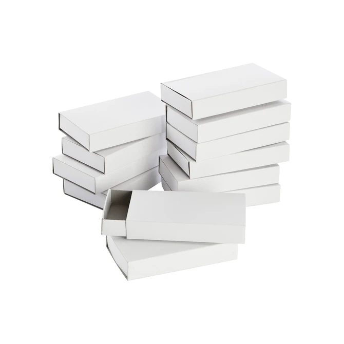 Luciferdoosjes Folia groot 110x60x20mm 12 stuks wit