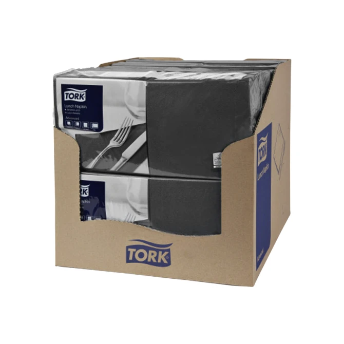 Lunchservet Tork Advanced 1/4 vouw 2-laags 328x325mm 200 vel zwart 477148