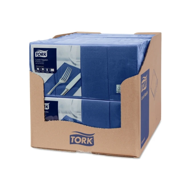 Lunchservet Tork Advanced 1/8 vouw 2-laags 328x325mm 200 vel donkerblauw 477421