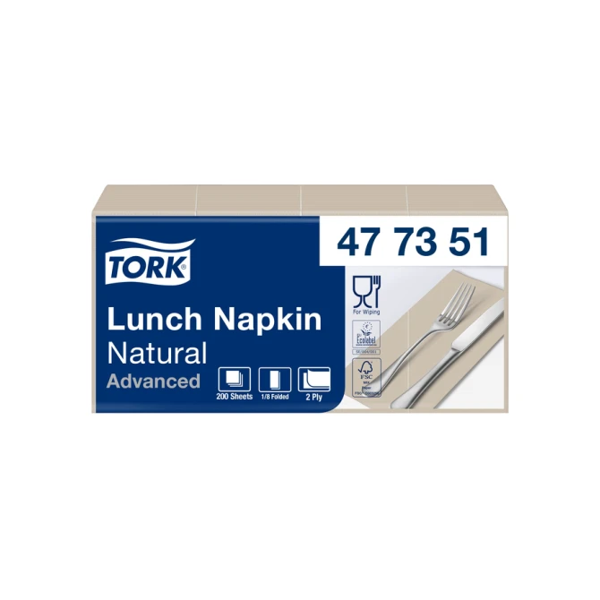 Lunchservet Tork Advanced 1/8 vouw 2-laags 328x325mm 200 vel naturel 477351