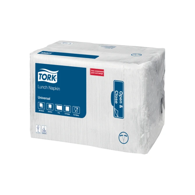 Lunchservet Tork Universal 1/4 vouw 1-laags 325x325mm 500 vel wit 509300