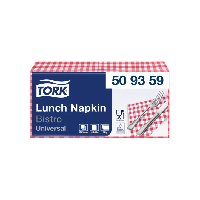Lunchservet Tork Universal 1/4 vouw 1-laags 328x325mm 400 vel bistro 509359