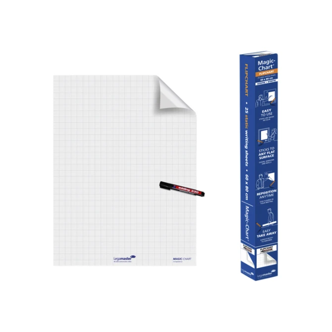 Magic-Chart Legamaster flipchart 600x800mm wit met ruit 25 vel