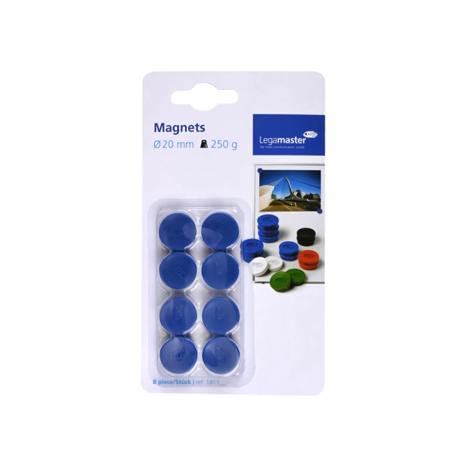 Magneet Legamaster 20mm 250gr blauw 8 stuks
