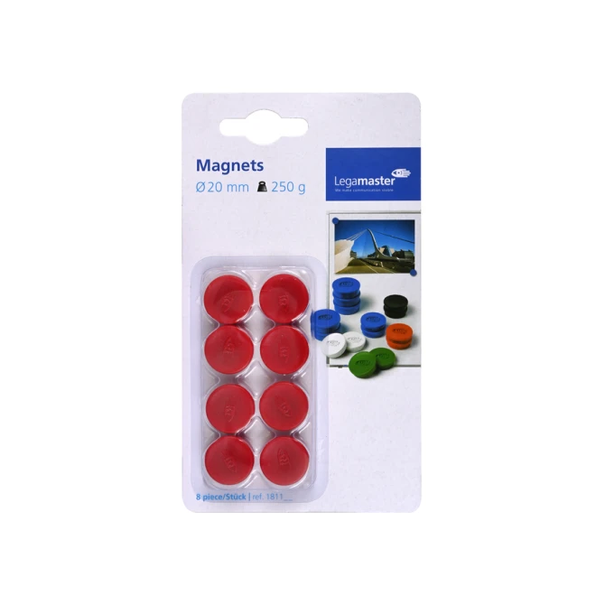Magneet Legamaster 20mm 250gr rood 8 stuks