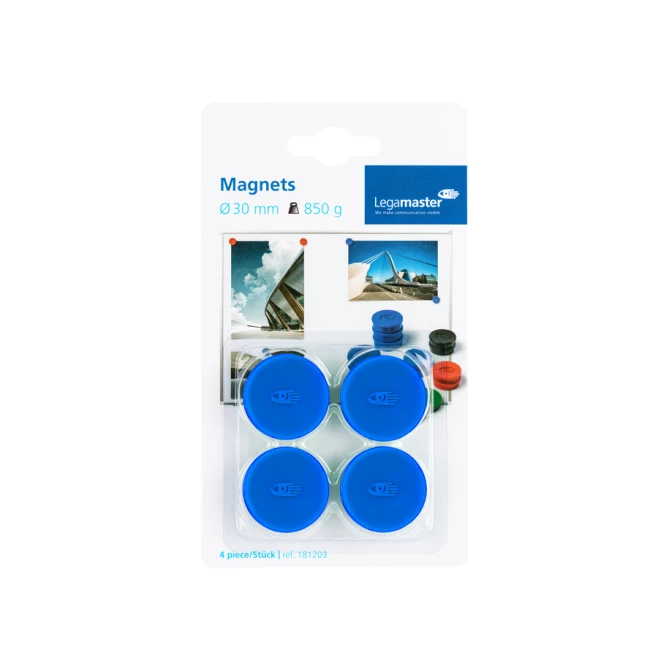 Magneet Legamaster 30mm 850gr blauw 4 stuks