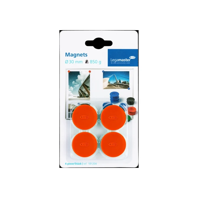 Magneet Legamaster 30mm 850gr rood 4 stuks